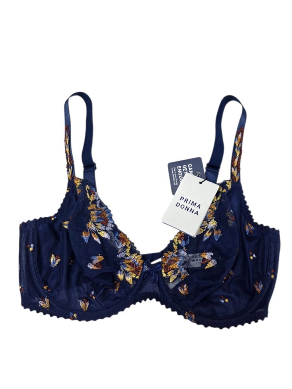 Prima Donna Summer Lace Unlined Embroidered Full Cup Bra, Blue, 34E